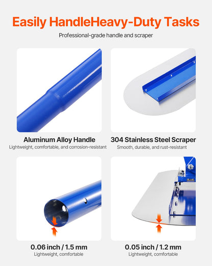 Bull Float Magnesium Concrete Float, 47.24 x 7.28 Inch Round End Concrete Float Tool with 4 Aluminum Alloy Replaceable Handles, Cement Finishing Float for Various Industrial Applications