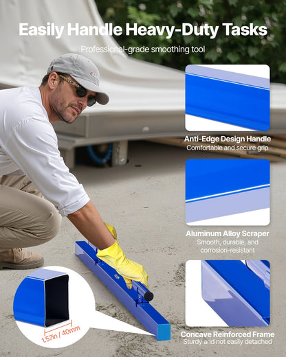 Concrete Screed, 48 Inch Screed with Level Vial, Easy Cleanup & End Cap Design, Aluminum Lightweight & Reversable Handle for Leveling Floors, Small-Scale Construction and Home Renovation
