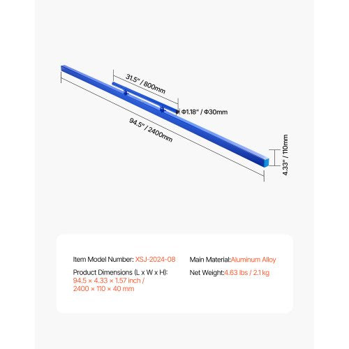Betonnivellierwerkzeug 96 Zoll mit abnehmbarem Griff und Klemme | EU