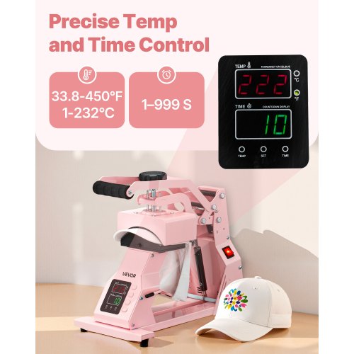 Hattvärmepressmaskin för kepsar Hattpress med 2 st plattor för HTV Rosa |  EU