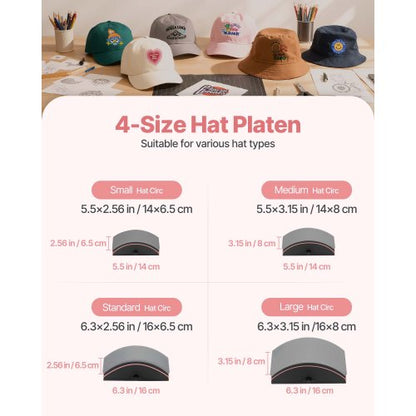 Hattvärmepressmaskin för kepsar Hattpress med 4 plattor för HTV Rosa |  EU