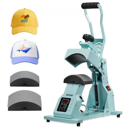 Hat Heat Press Machine, with 2pcs Interchangeable Platens, Precise Temperature and Time Control, Hat Press for HTV Iron On and Sublimation Projects, for Caps, Headbands, Cuffs, Face Masks, Green