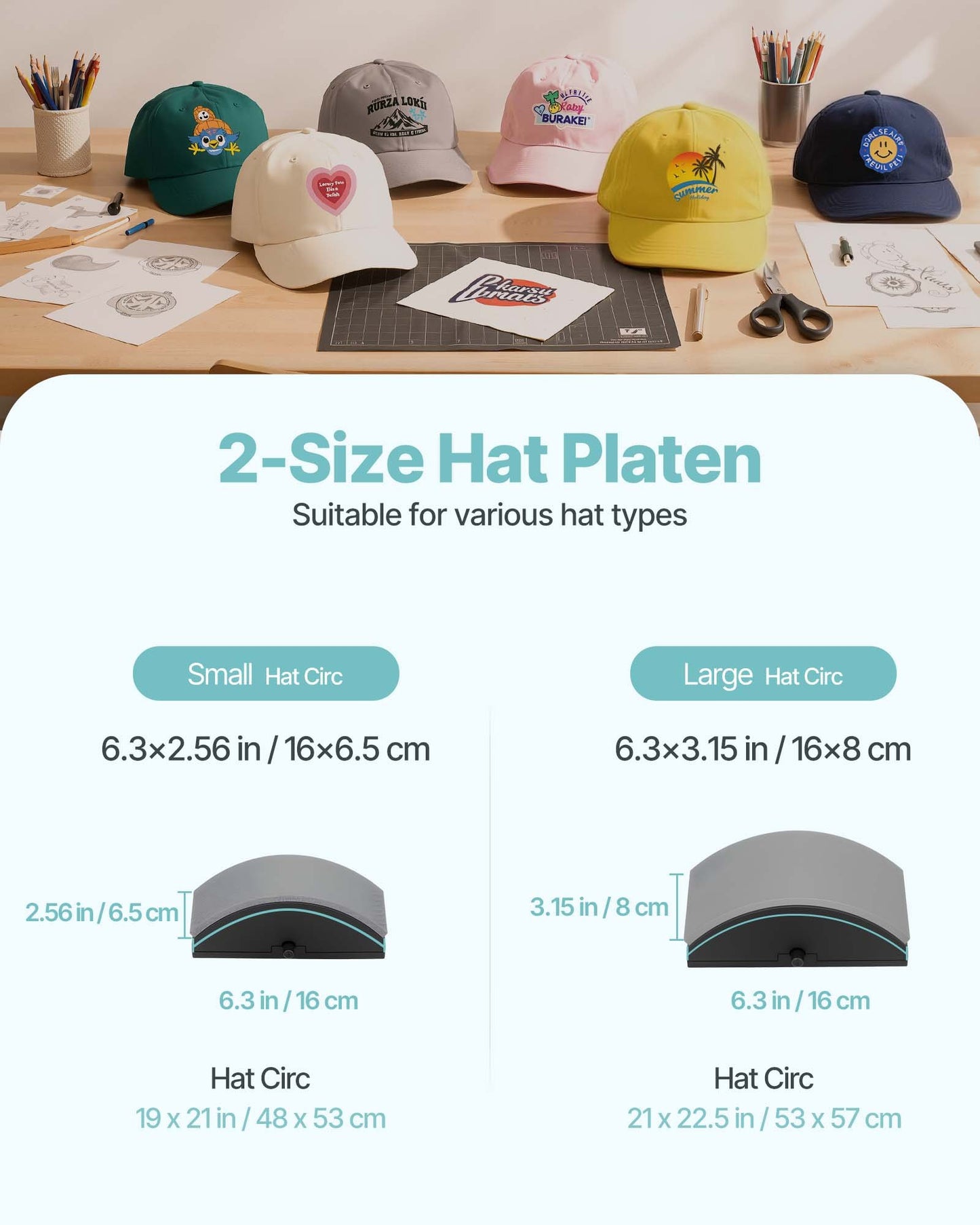 Hat Heat Press Machine, with 2pcs Interchangeable Platens, Precise Temperature and Time Control, Hat Press for HTV Iron On and Sublimation Projects, for Caps, Headbands, Cuffs, Face Masks, Green