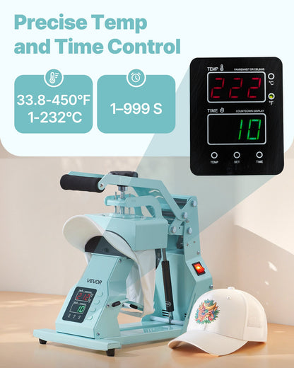 Hat Heat Press Machine, with 4pcs Interchangeable Platens, Precise Temperature and Time Control, Hat Press for HTV Iron On and Sublimation Projects, for Caps, Headbands, Cuffs, Face Masks, Green