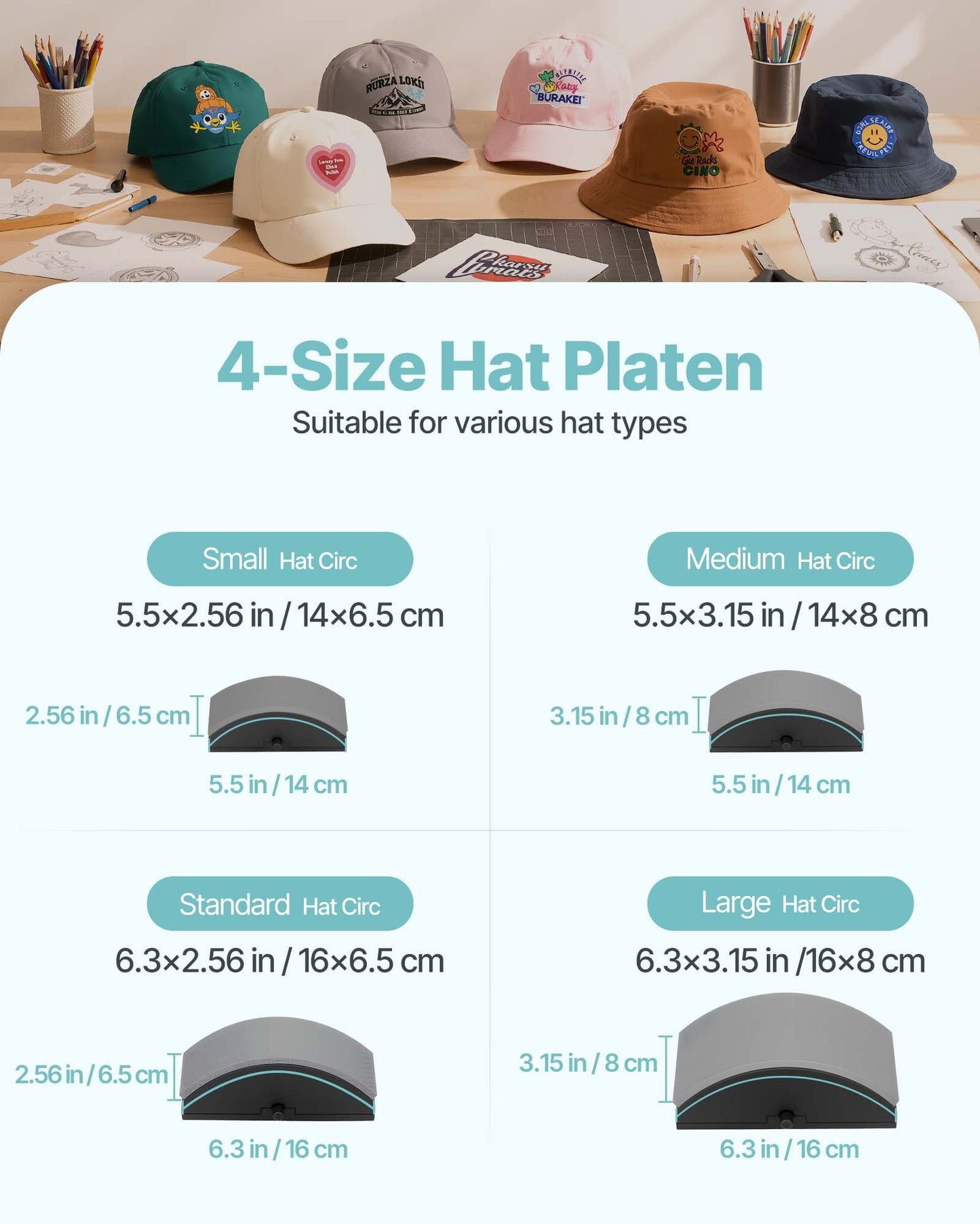 Hat Heat Press Machine, with 4pcs Interchangeable Platens, Precise Temperature and Time Control, Hat Press for HTV Iron On and Sublimation Projects, for Caps, Headbands, Cuffs, Face Masks, Green