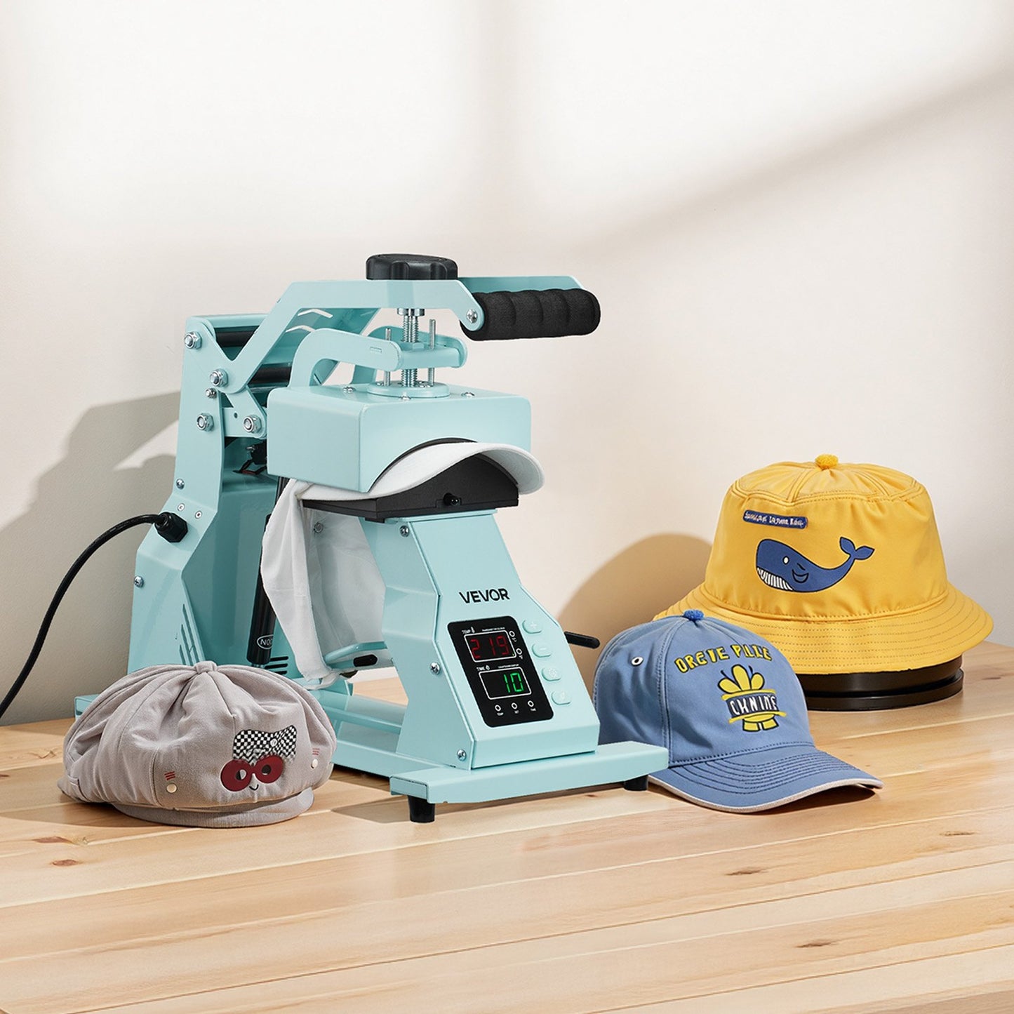 Hat Heat Press Machine, with 4pcs Interchangeable Platens, Precise Temperature and Time Control, Hat Press for HTV Iron On and Sublimation Projects, for Caps, Headbands, Cuffs, Face Masks, Green