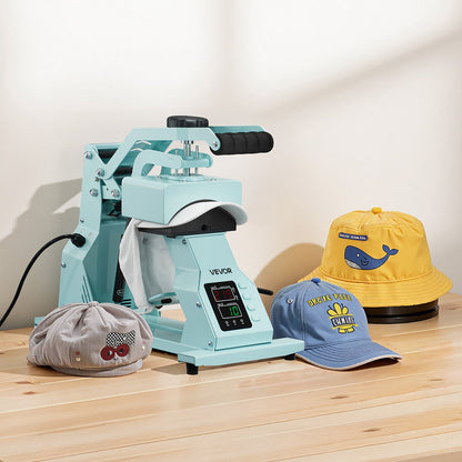 Hat Heat Press Machine, with 4pcs Interchangeable Platens, Precise Temperature and Time Control, Hat Press for HTV Iron On and Sublimation Projects, for Caps, Headbands, Cuffs, Face Masks, Green