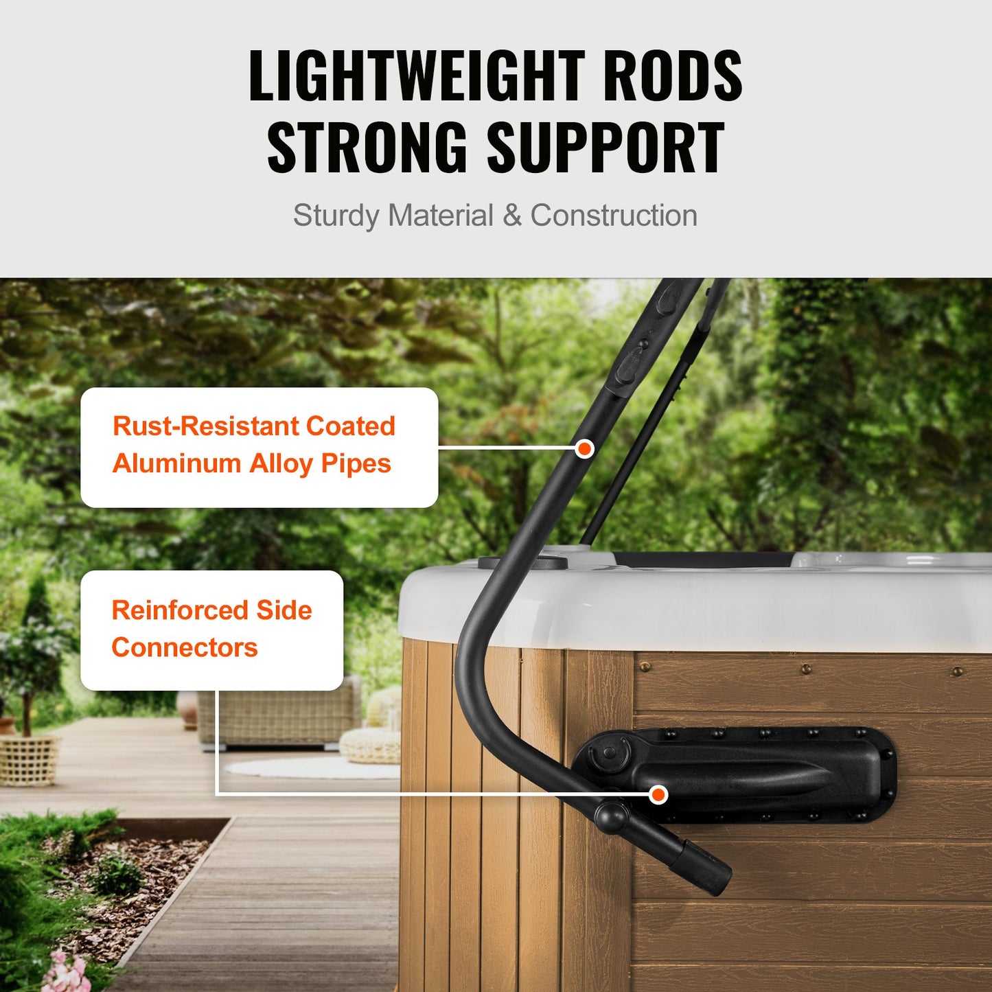 Hot Tub Cover Lift, Spa Cover Lift, Height 31.5" - 41.3" Width 69" - 100.5" Adjustable, Installed on Both Sides at the Top, Suitable for Various Sizes of Rectangular Bathtubs, Hot Tubs, Spa
