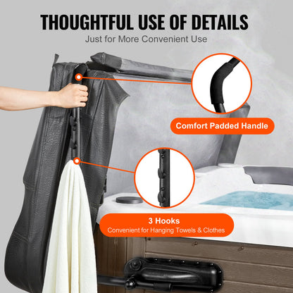 Whirlpool-Abdeckungslift, Spa-Abdeckungslift, Höhe 800 – 1050 mm, Breite 1750 – 2550 mm, verstellbar, beidseitig oben montiert, passend für verschiedene Größen von rechteckigen Badewannen, Whirlpools, Spa