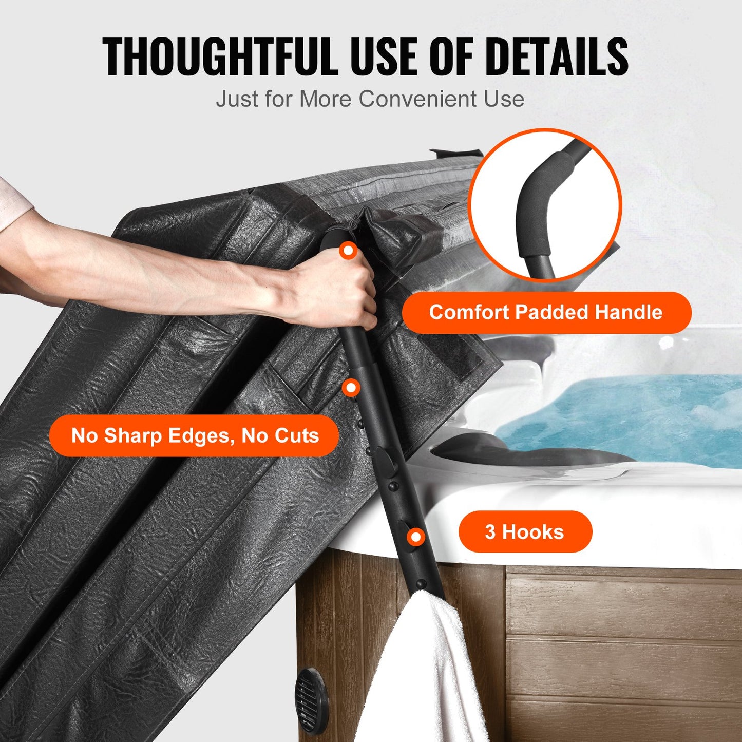 Hot Tub Cover Lift, Spa Cover Lift, Höjd 800 - 1050 mm Bredd 1450 - 2350 mm Justerbar, installerad under på båda sidor, Lämplig för olika storlekar av rektangulära badkar, badtunnor, Spa