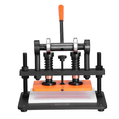 Lederschneidemaschine, 10,2 x 5,9 Zoll Prägeplatte Manueller Stanzer, 0,47 Zoll Druckschlag-Lederprägemaschine, Doppelführungswellen-Stanzmaschine für Verschiedene Materialien