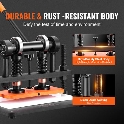 Läderskärmaskin, 10,2 x 4,7 tum präglingsplatta manuell stansare, 0,47 tum tryckslagsläderpräglingsmaskin, stansmaskin med dubbla styraxlar för olika material
