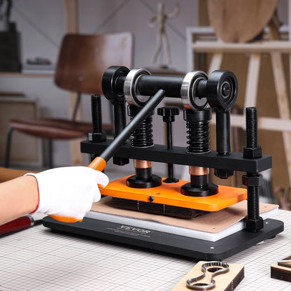 Leather Cutting Machine, 10.2 x 4.7 in Embossing Plate Manual Die Cutter, 0.47 in Pressure Stroke Dual Guide Shafts Die Cut Machine, Leather Embossing Machine for Various of Materials