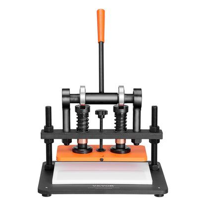 Läderskärmaskin, 11 x 5,5 tum präglingsplåt manuell stansare, 0,47 tum tryckslagsläderpräglingsmaskin, stansmaskin med dubbla styraxlar för olika material