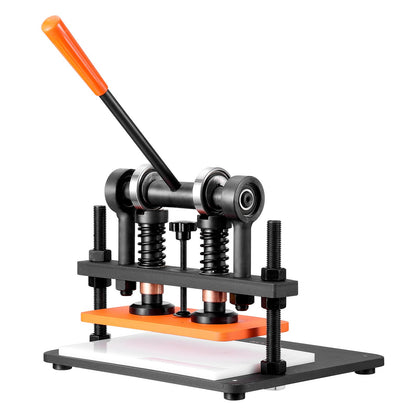 Läderskärmaskin, 11 x 5,5 tum präglingsplåt manuell stansare, 0,47 tum tryckslagsläderpräglingsmaskin, stansmaskin med dubbla styraxlar för olika material