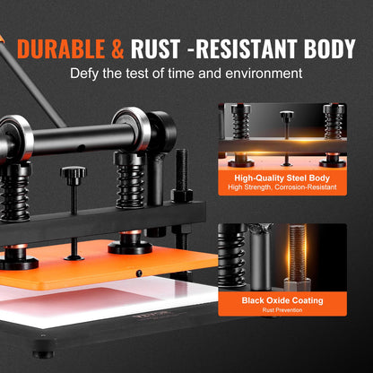 Läderskärmaskin, 14,2 x 10,2 tum präglingsplatta manuell stansare, 0,47 tum tryckslagsläderpräglingsmaskin, stansmaskin med dubbla styraxlar för olika material