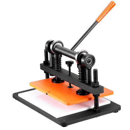 Läderskärmaskin, 14,2 x 10,2 tum präglingsplatta manuell stansare, 0,47 tum tryckslagsläderpräglingsmaskin, stansmaskin med dubbla styraxlar för olika material