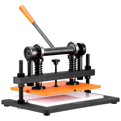 Läderskärmaskin, 14,2 x 10,2 tum präglingsplatta manuell stansare, 0,47 tum tryckslagsläderpräglingsmaskin, stansmaskin med dubbla styraxlar för olika material