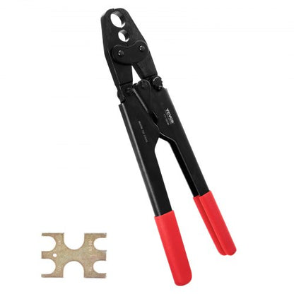 PEX Crimping Tool, Dual Head Combo PEX Crimper Tool for 1/2" and 3/4" PEX Copper Crimp Rings, Compact Plumbing Crimp Tool with Go/No-Go Gauge, Well-Polished Jaw, Meets ASTM F1807 Standards