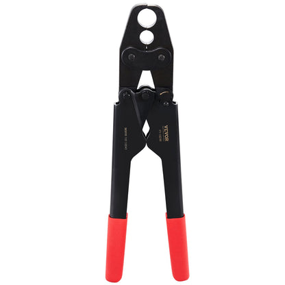 PEX Crimping Tool, Dual Head Combo PEX Crimper Tool for 1/2" and 3/4" PEX Copper Crimp Rings, Compact Plumbing Crimp Tool with Go/No-Go Gauge, Well-Polished Jaw, Meets ASTM F1807 Standards