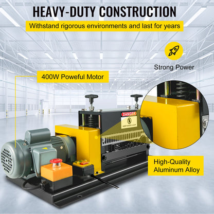 400W elektrisk trådavisoleringsmaskin, 1,5-38 mm bärbar automatisk trådavskiljare, kabelbänksmaskin med 10 blad för återvinning av kopparskrot