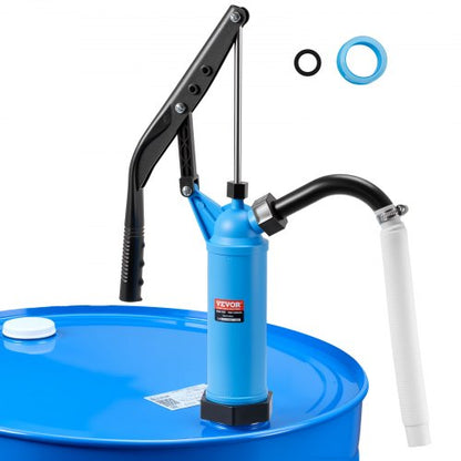 Drum Pump, 9.5 oz. Per Stroke, Lever-Action Barrel Pump, Fits 5-55 Gallon Drums with 3-Section Suction Tube Assembly & Hose, Hand Operated, Designed to Transfer Water, Alcohol, Corrosive Liquids