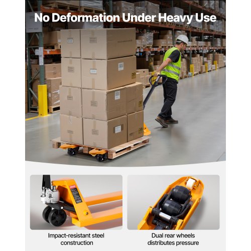 Palltruck, 2,5 ton lastkapacitet, manuell palltruck med gafflar på 122 l x 68,6 b cm för materialhantering, lyfthöjd 85–180 mm, lämplig för lager, stormarknad, tillverkning |  EU