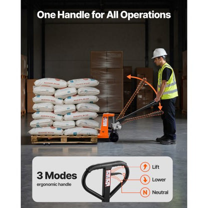 Palltruck, 3T lastkapacitet, manuell palltruck med gafflar 122L x 68,6W cm för materialhantering, lyfthöjd 85-180 mm, lämplig för lager, stormarknad, tillverkning |  EU