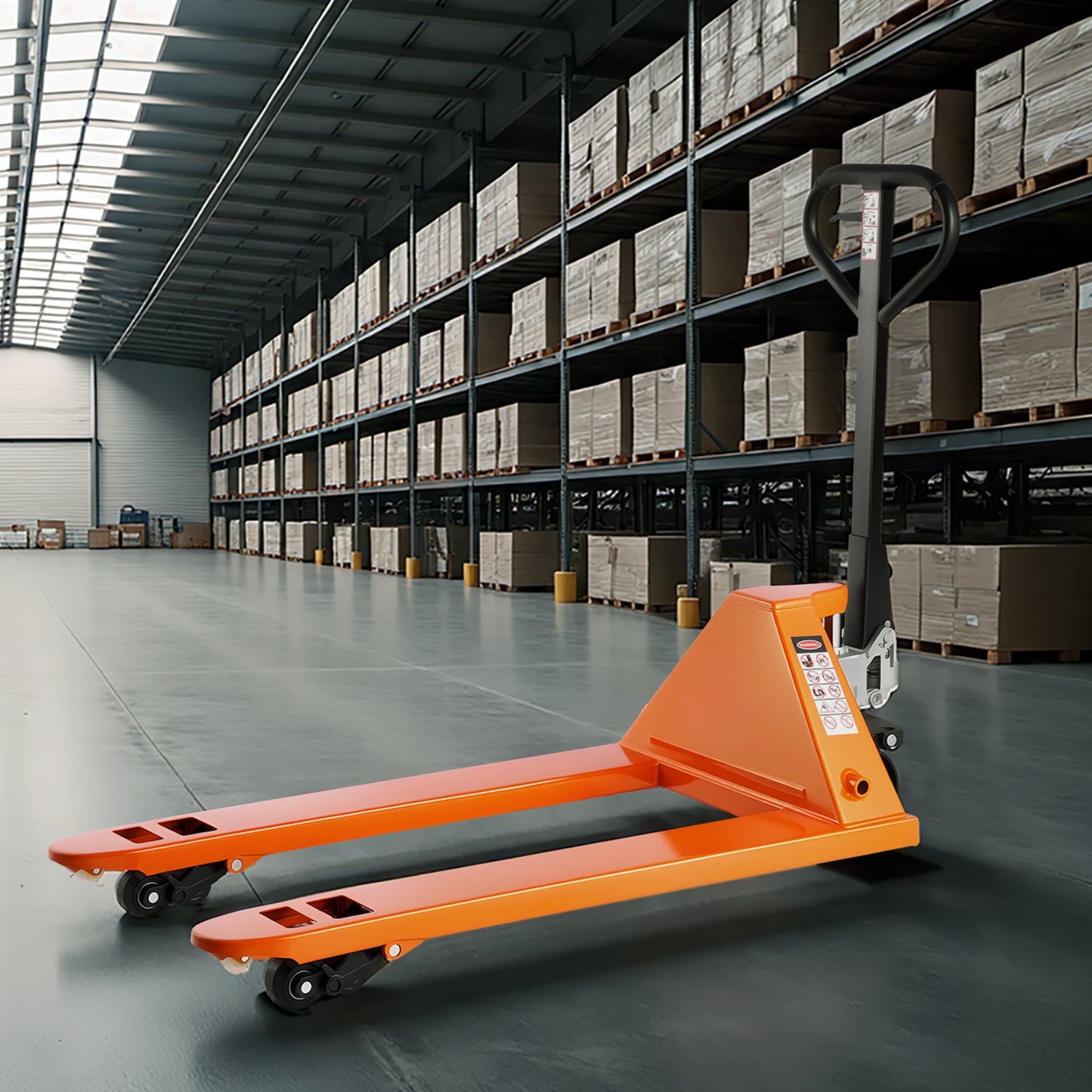 Pallet Jack, 6600 lbs Load Capacity, Manual Pallet Truck with 48L x 27W Inch Forks for Material Handling, 3.35-7.1 Inch Fork Lift Height Range, Suitable for Warehouse, Supermarket, Manufacturing