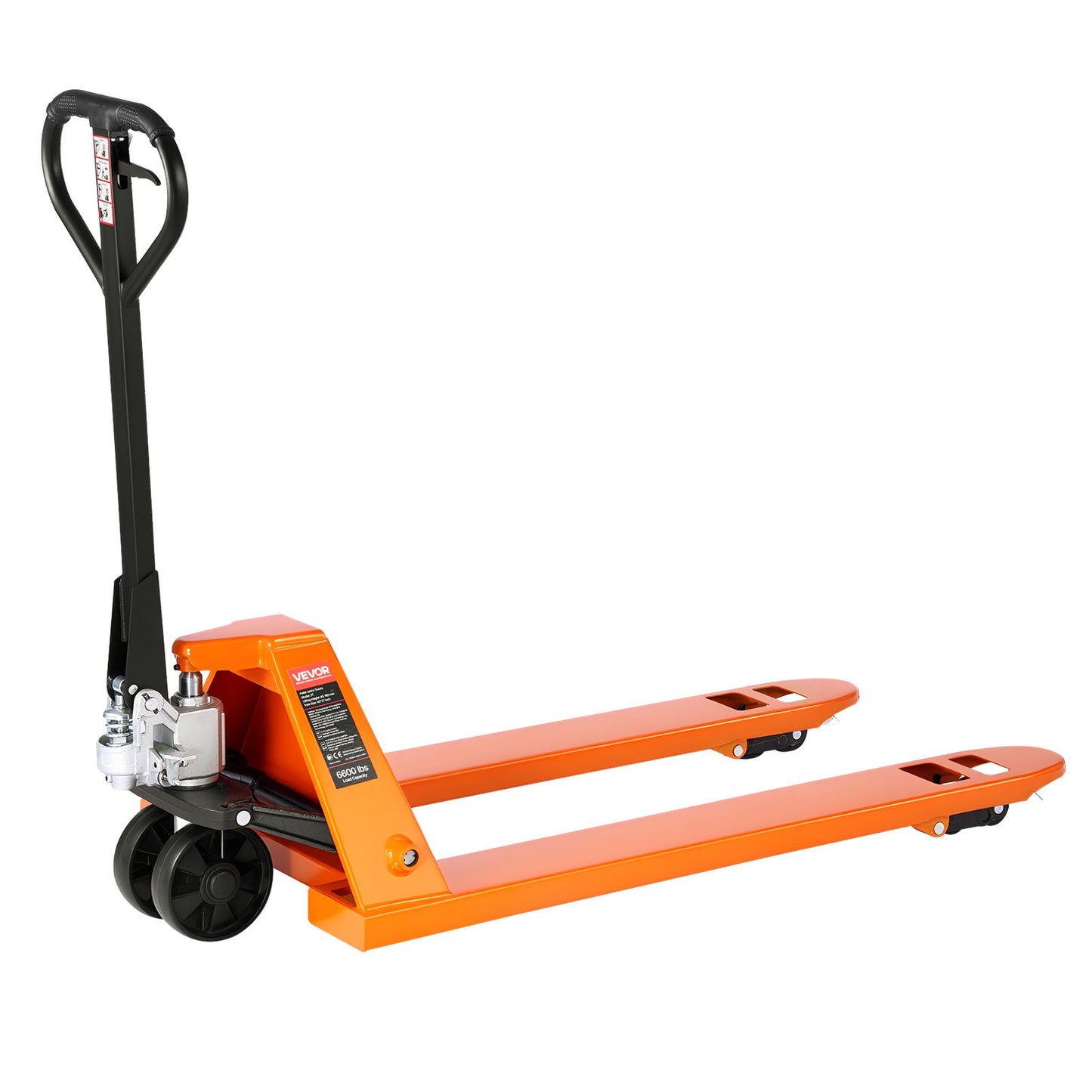 Pallet Jack, 6600 lbs Load Capacity, Manual Pallet Truck with 48L x 27W Inch Forks for Material Handling, 3.35-7.1 Inch Fork Lift Height Range, Suitable for Warehouse, Supermarket, Manufacturing