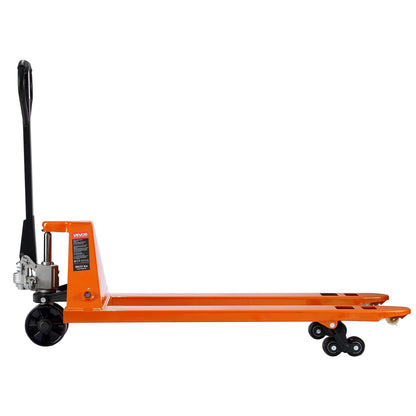 Pallet Jack, 6600 lbs Load Capacity, Manual Pallet Truck with 48L x 27W Inch Forks for Material Handling, 3.35-7.1 Inch Fork Lift Height Range, Suitable for Warehouse, Supermarket, Manufacturing