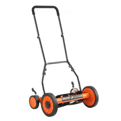 18" push-wheel lawn mower, 5-blade grass collector, adjustable height and 4 wheels