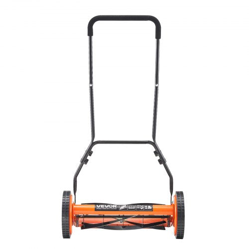 18" push-wheel lawn mower, 5-blade grass collector, adjustable height and 4 wheels