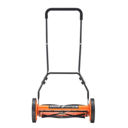 18" push-wheel lawn mower, 5-blade grass collector, adjustable height and 4 wheels