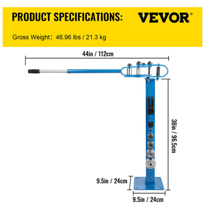 YP-38 Metal Bender 1"-3" Flat Bar Square Rod Bending 7 Dies w/ Floor Stand