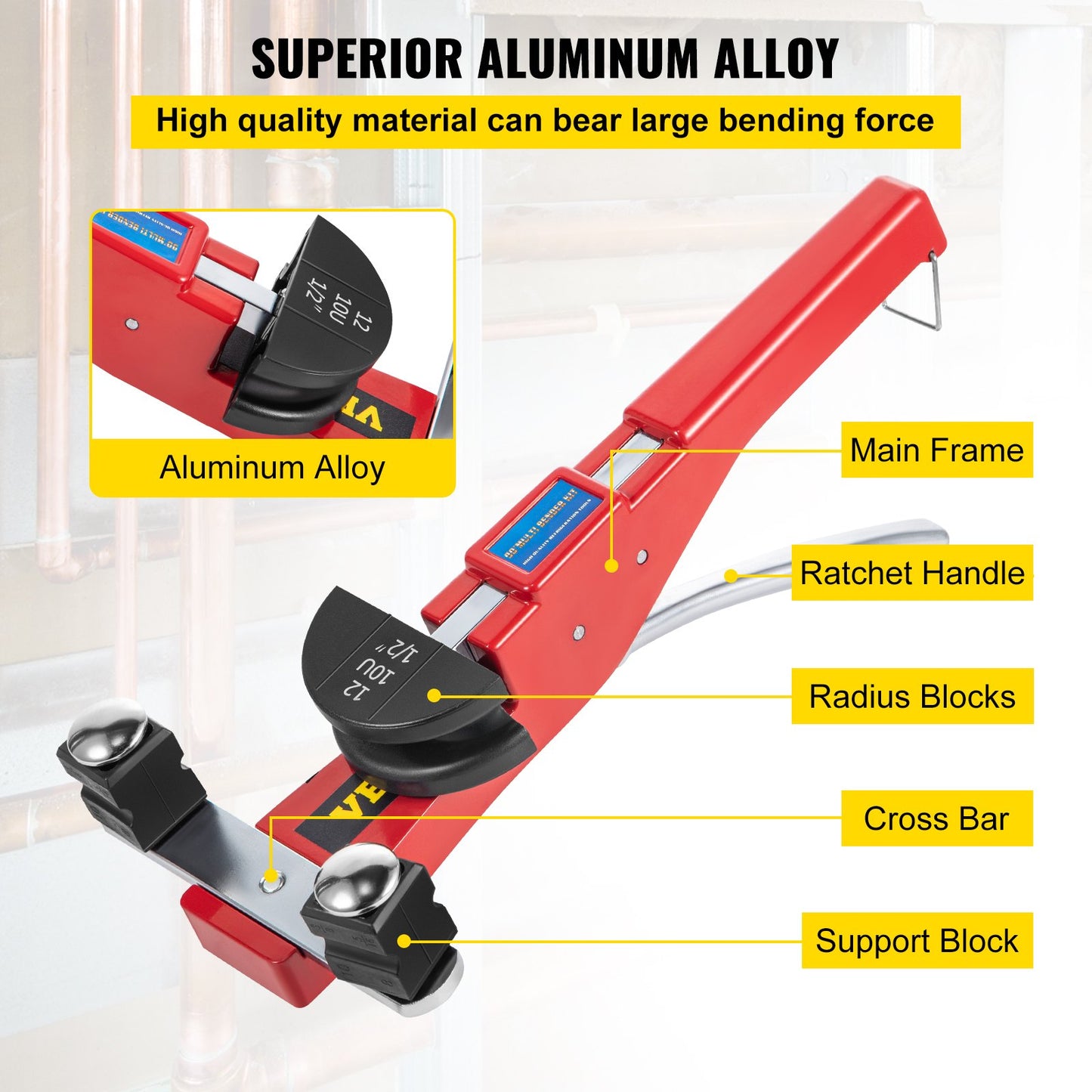 Manual Tube Bender Kit 7 Heads 1/4
