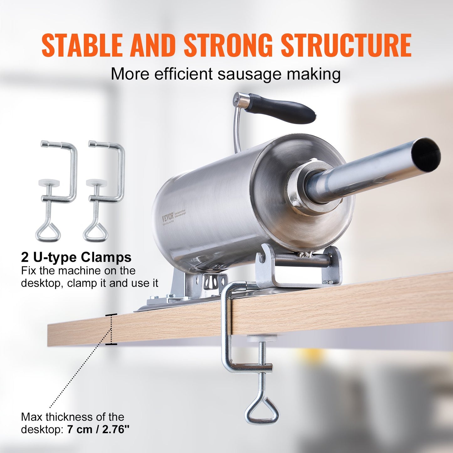 Manual Sausage Stuffer 2.5L Horizontal Sausage Maker 201 Stainless Steel