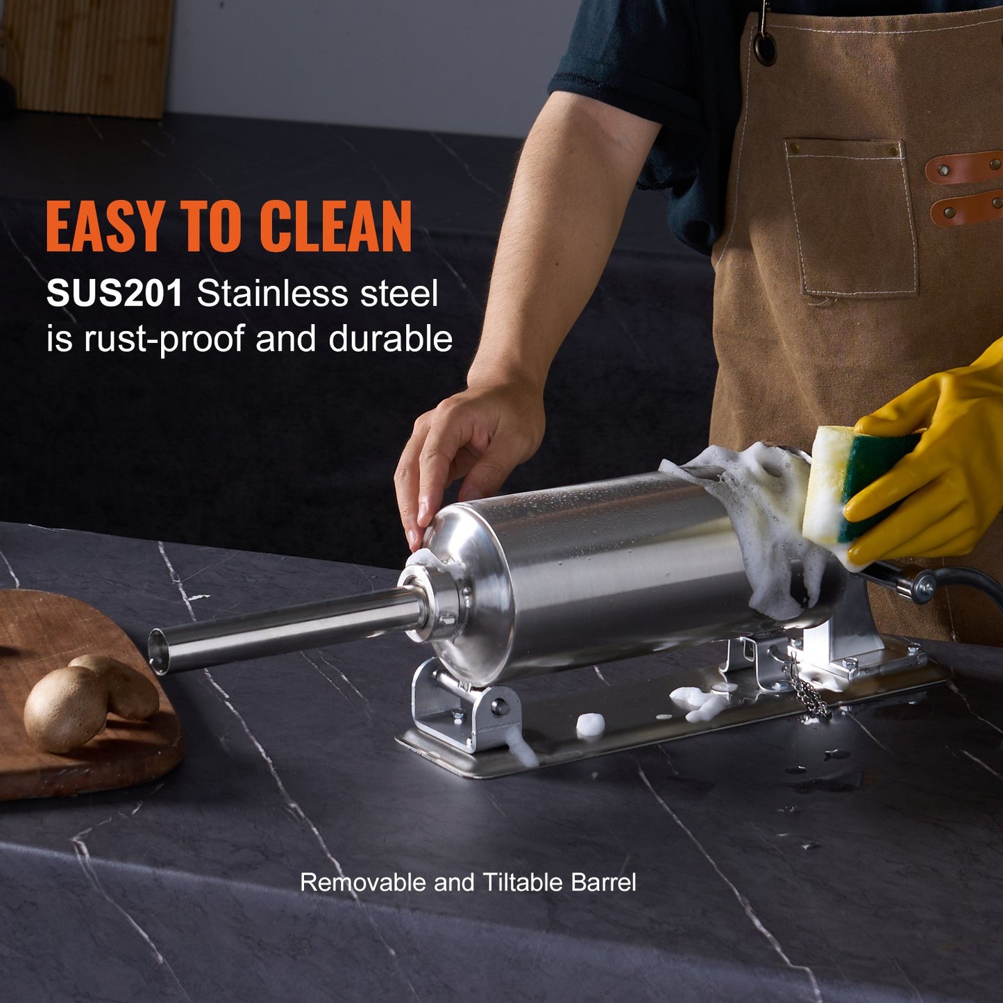 Manual Sausage Stuffer 2.5L Horizontal Sausage Maker 201 Stainless Steel