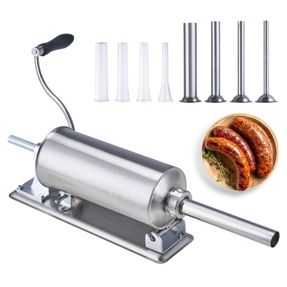 Manual Sausage Stuffer 2.5L Horizontal Sausage Maker 201 Stainless Steel