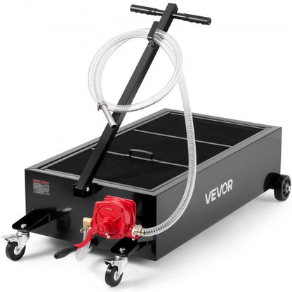 lågprofils oljetråg, 94,6 l kapacitet, rullande oljetråg med manuell pump, 2,2 m slang och vikbart T-handtag, läckagesäker och korrosionsbeständig, lämplig för bilar, stadsjeepar, lastbilar, fyrhjulingar, svart |  EU