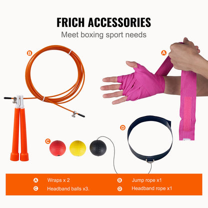 Punching Bag for Adults, 48" PVC Heavy Boxing Bag Set, Punching Bag with Chains and Gloves, Hanging Punching Bag for MMA Karate Judo, Muay Thai Kickboxing, Boxing at Home, (Unfilled)