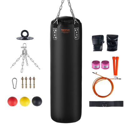 Punching Bag for Adults, 48" PVC Heavy Boxing Bag Set, Punching Bag with Chains and Gloves, Hanging Punching Bag for MMA Karate Judo, Muay Thai Kickboxing, Boxing at Home, (Unfilled)