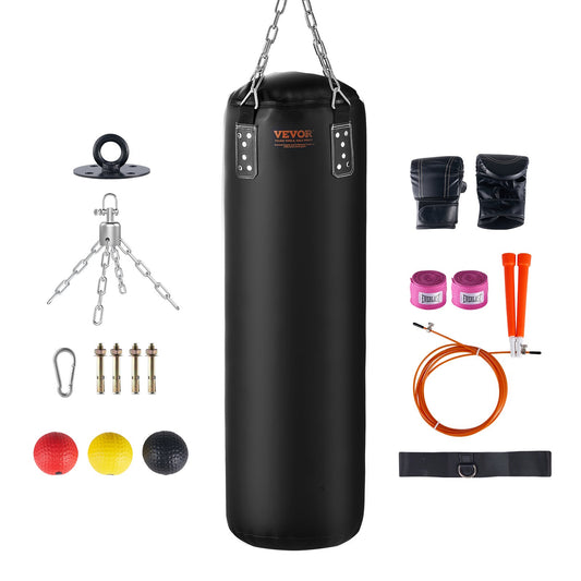 Punching Bag for Adults, 48" PVC Heavy Boxing Bag Set, Punching Bag with Chains and Gloves, Hanging Punching Bag for MMA Karate Judo, Muay Thai Kickboxing, Boxing at Home, (Unfilled)