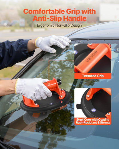 Vacuum Suction Cup, 8-Inch Vacuum Glass Lifter with ABS Handle, 400 lbs Max Lifting Capacity Tile Suction Cup Tool with Carrying Case for Lifting Large Tile, Granite, Drywall, Windows (2-Pack)