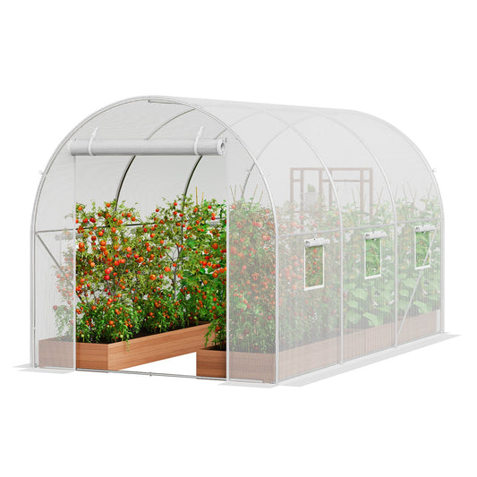 Walk-in Tunnel Greenhouse 9.58x6.43x6.23 ft Galvanized Frame PE Cover White