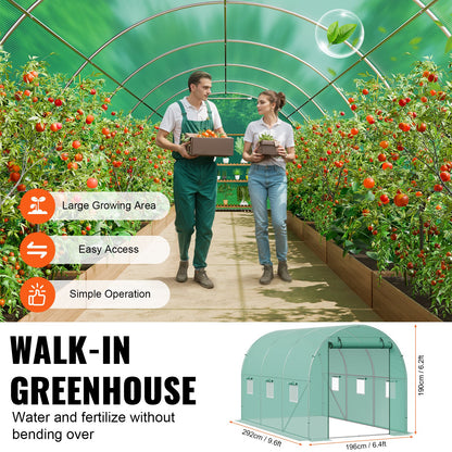 Walk-in Tunnel Greenhouse 9.58x6.43x6.23 ft Galvanized Frame PE Lid Green