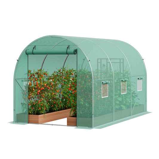 Walk-in Tunnel Greenhouse 9.58x6.43x6.23 ft Galvanized Frame PE Lid Green