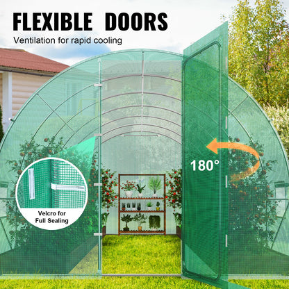 Walk-in Tunnel Greenhouse 27.38x9.5x7.38ft Galvanized Frame PE Cover Green