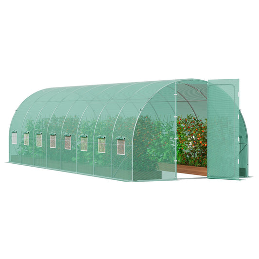 Walk-in Tunnel Greenhouse 27.38x9.5x7.38ft Galvanized Frame PE Cover Green