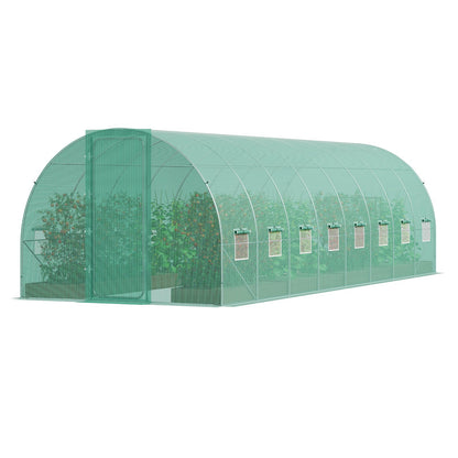 Walk-in Tunnel Greenhouse 27.38x9.5x7.38ft Galvanized Frame PE Cover Green